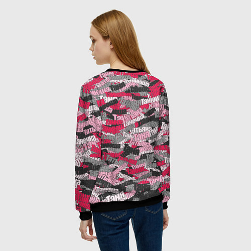 Женский свитшот Именной камуфляж Татьяна / 3D-Черный – фото 4