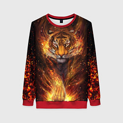 Свитшот женский Огненный тигр Сила огня, цвет: 3D-красный
