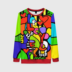 Свитшот женский Romero Britto - love you, цвет: 3D-красный