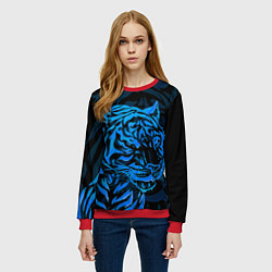 Свитшот женский Голубой тигр Blue, цвет: 3D-красный — фото 2