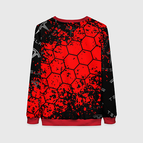 Женский свитшот Tesla Logo соты / 3D-Красный – фото 2