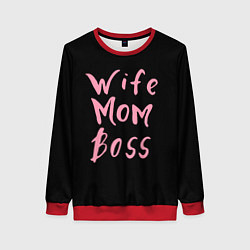 Свитшот женский Wife Mom Boss, цвет: 3D-красный