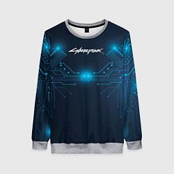 Женский свитшот Cyberpunk Неоновая микросхема