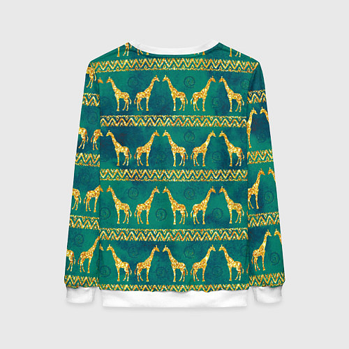 Женский свитшот Золотые жирафы паттерн / 3D-Белый – фото 2