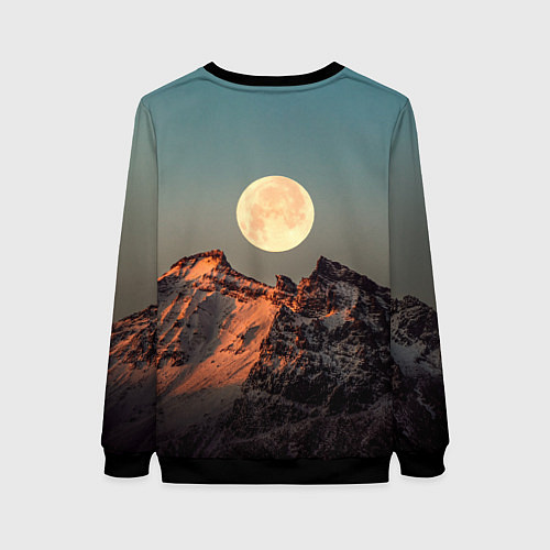 Женский свитшот Полная луна и горы / 3D-Черный – фото 2
