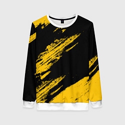 Свитшот женский BLACK AND YELLOW GRUNGE ГРАНЖ, цвет: 3D-белый