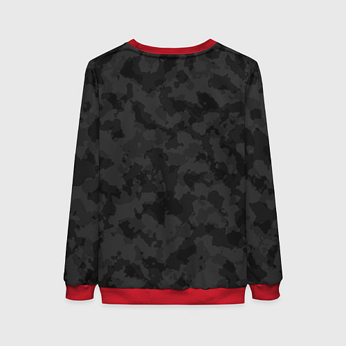 Женский свитшот ТЕСЛА - ЧЕРНЫЙ КАМУФЛЯЖ / 3D-Красный – фото 2