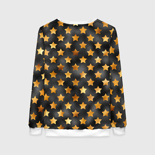 Женский свитшот Золотые звезды на черном / 3D-Белый – фото 2
