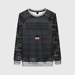 Свитшот женский Бронежилет: Армия России, цвет: 3D-меланж