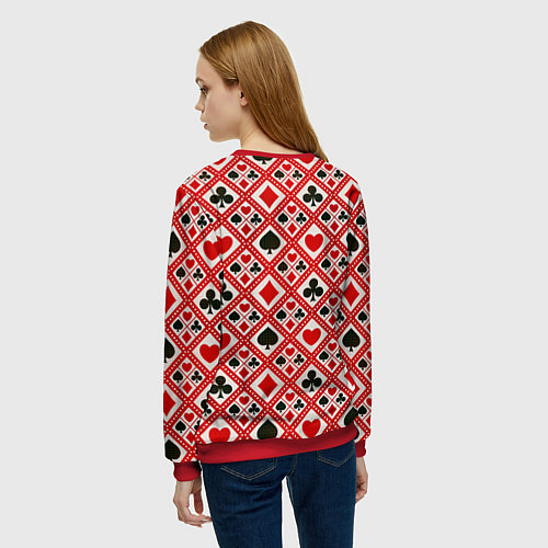 Женский свитшот Масти Карточные / 3D-Красный – фото 4