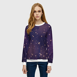 Свитшот женский Звездное ночное небо Галактика Космос, цвет: 3D-белый — фото 2