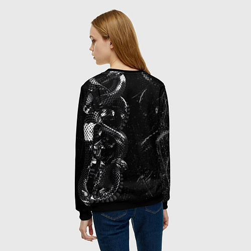 Женский свитшот Змеиный Паттерн Snake Black / 3D-Черный – фото 4