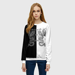 Свитшот женский Double Dragon Дракон Чб, цвет: 3D-белый — фото 2