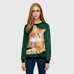 Свитшот женский Мейн кун рыжий кот, цвет: 3D-черный — фото 2