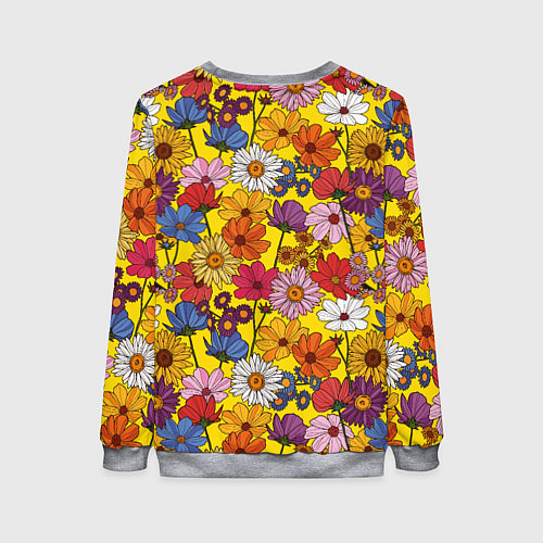 Женский свитшот Цветочки-лютики на желтом фоне / 3D-Меланж – фото 2
