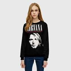 Свитшот женский NIRVANA Kurt Cobain, цвет: 3D-черный — фото 2