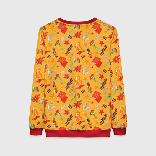 Женский свитшот Георгиевская ленточка, Вечный огонь, цветок, медал / 3D-Красный – фото 2