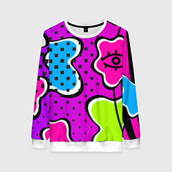 Женский свитшот Яркий абстрактный узор в стиле 90х, неоновые цвета