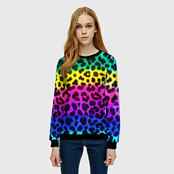 Свитшот женский Leopard Pattern Neon, цвет: 3D-черный — фото 2