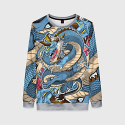 Женский свитшот Синий дракон-монст