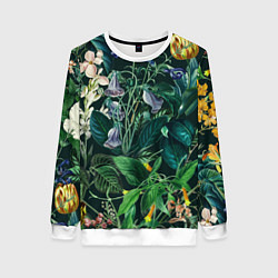 Свитшот женский Цветы Темный Сад, цвет: 3D-белый
