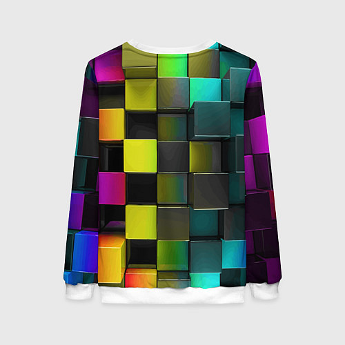 Женский свитшот Colored Geometric 3D pattern / 3D-Белый – фото 2