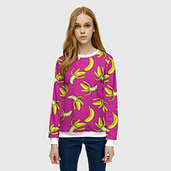 Свитшот женский Banana pattern Summer Color, цвет: 3D-белый — фото 2