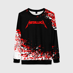 Свитшот женский Metallica текстура белая красная, цвет: 3D-черный