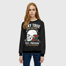 Свитшот женский Сила в правде, а правда в рок-н-ролле!, цвет: 3D-черный — фото 2
