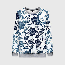 Женский свитшот Гжелевые цветы