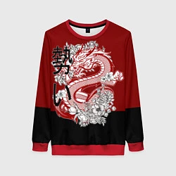 Свитшот женский Китайский Дракон Символ Добра, цвет: 3D-красный