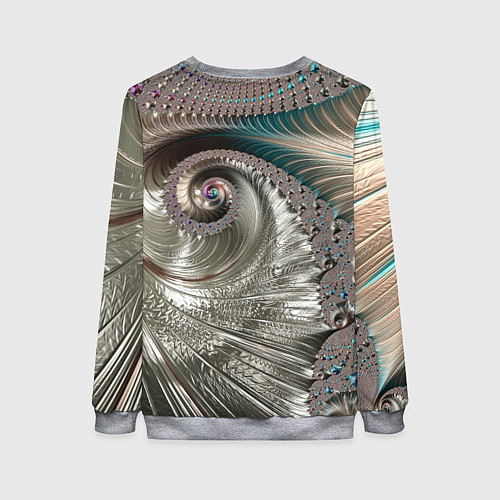 Женский свитшот Fractal pattern Spiral Серебристый фрактал спираль / 3D-Меланж – фото 2