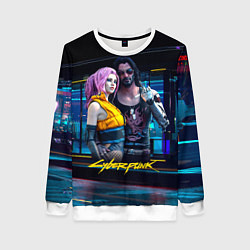 Свитшот женский Johnny и Vi Girl Cyberpunk2077, цвет: 3D-белый