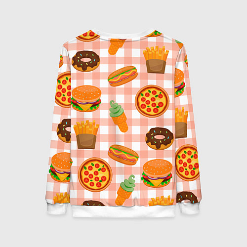 Женский свитшот PIZZA DONUT BURGER FRIES ICE CREAM pattern / 3D-Белый – фото 2