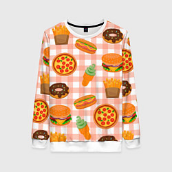 Женский свитшот PIZZA DONUT BURGER FRIES ICE CREAM pattern