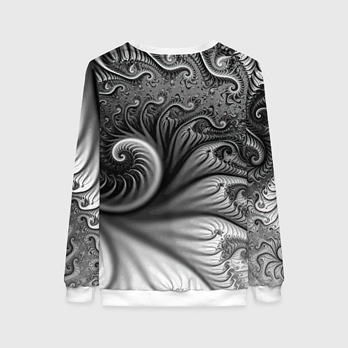 Женский свитшот Футуристический фрактальный абстрактный паттерн Fu / 3D-Белый – фото 2
