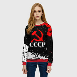 Свитшот женский Ссср - серп и молот - крапинки, цвет: 3D-красный — фото 2