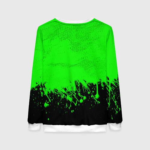Женский свитшот САЛАТОВЫЕ НЕОНОВЫЕ БРЫЗГИ КРАСКИ / 3D-Белый – фото 2