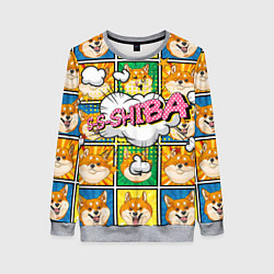 Свитшот женский Pop art shiba inu, цвет: 3D-меланж