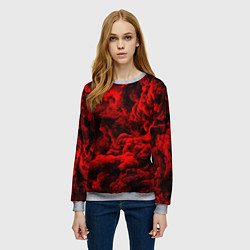 Свитшот женский Красный дым Red Smoke Красные облака, цвет: 3D-меланж — фото 2