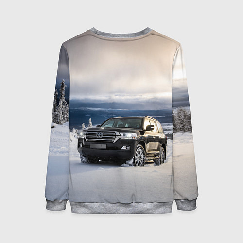 Женский свитшот Toyota Land Cruiser 200 в зимнем лесу Winter fores / 3D-Меланж – фото 2