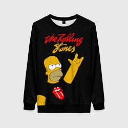 Свитшот женский Rolling Stones Гомер Симпсон рокер, цвет: 3D-черный