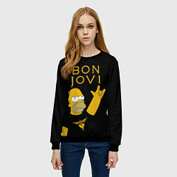 Свитшот женский Bon Jovi Гомер Симпсон Рокер, цвет: 3D-черный — фото 2