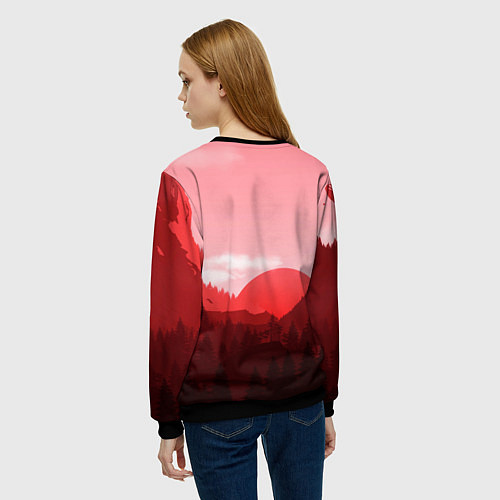Женский свитшот Закат в горах в розовых тонах / 3D-Черный – фото 4