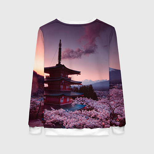Женский свитшот Цветение сакуры в Японии / 3D-Белый – фото 2