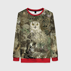 Женский свитшот Сова на абстрактном коричневом фоне