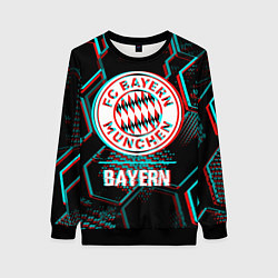 Женский свитшот Bayern FC в стиле Glitch на темном фоне