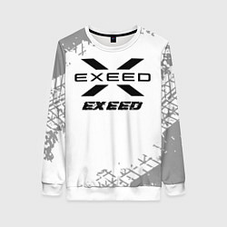 Женский свитшот Exeed Speed на светлом фоне со следами шин