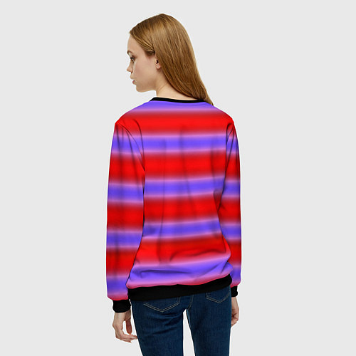 Женский свитшот Striped pattern мягкие размытые полосы красные фио / 3D-Черный – фото 4