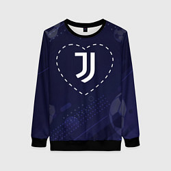 Женский свитшот Лого Juventus в сердечке на фоне мячей